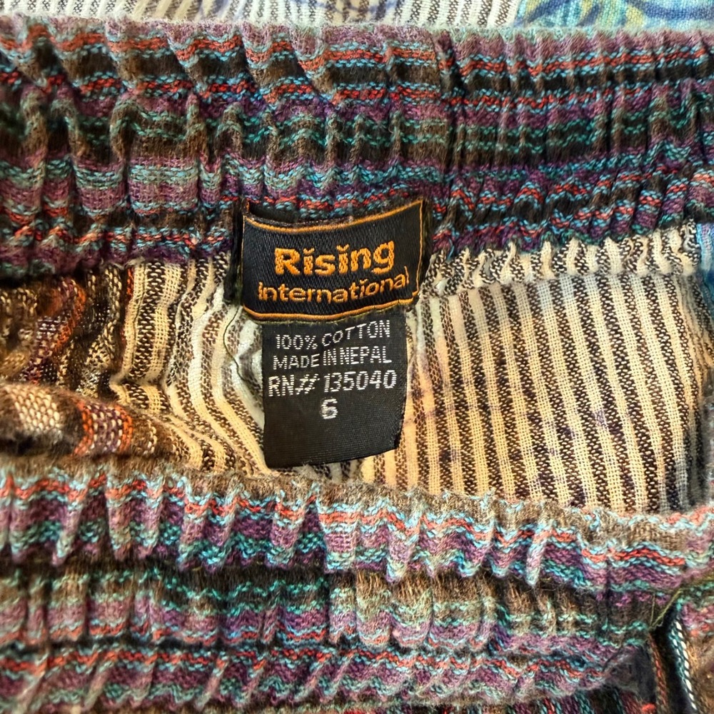 Rising International Patchwork Cotton Pants Sz‎ 6 Boho Hippie Festival Joggers - Picture 9 of 12